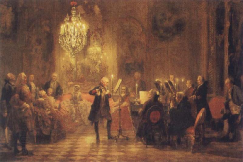 Adolf Friedrich Erdmann Menzel The Flute Concert of Frederick II at Sanssouci